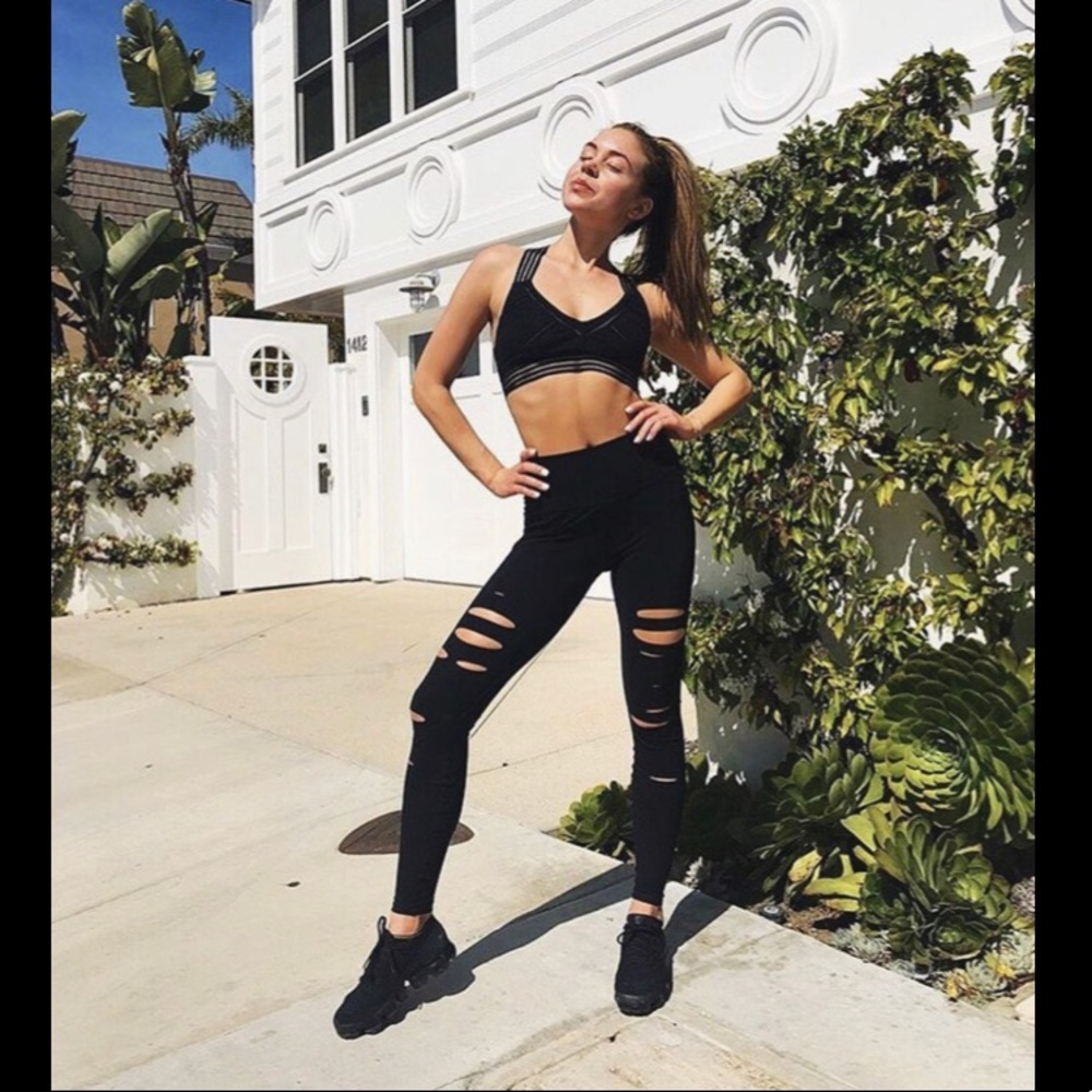 Alo Yoga Black High-Waist Ripped Warrior Legging